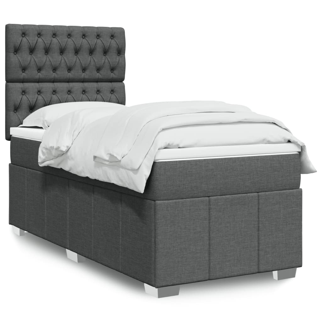 Box Spring Bed with Mattress Dark Gray 80x200 cm Fabric
