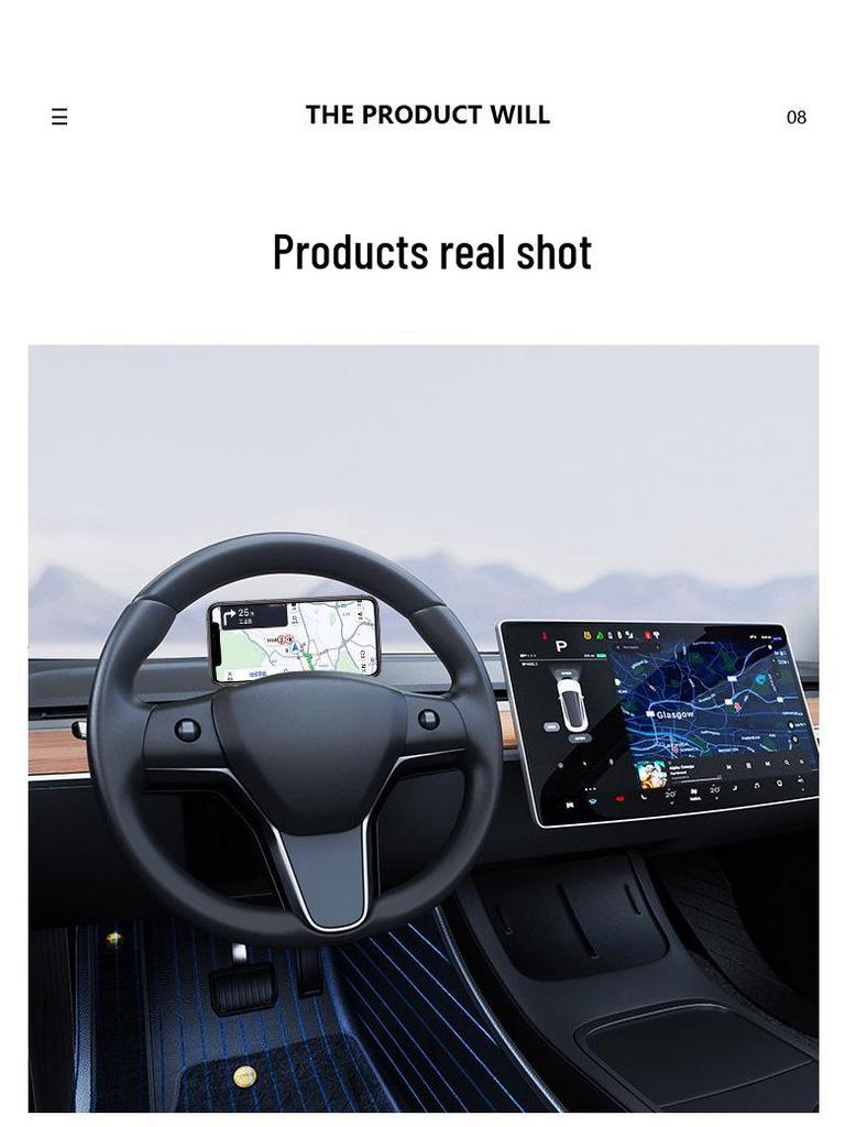 Tesla Model Y3 Steering Wheel Dashboard Phone Holder for Navigation