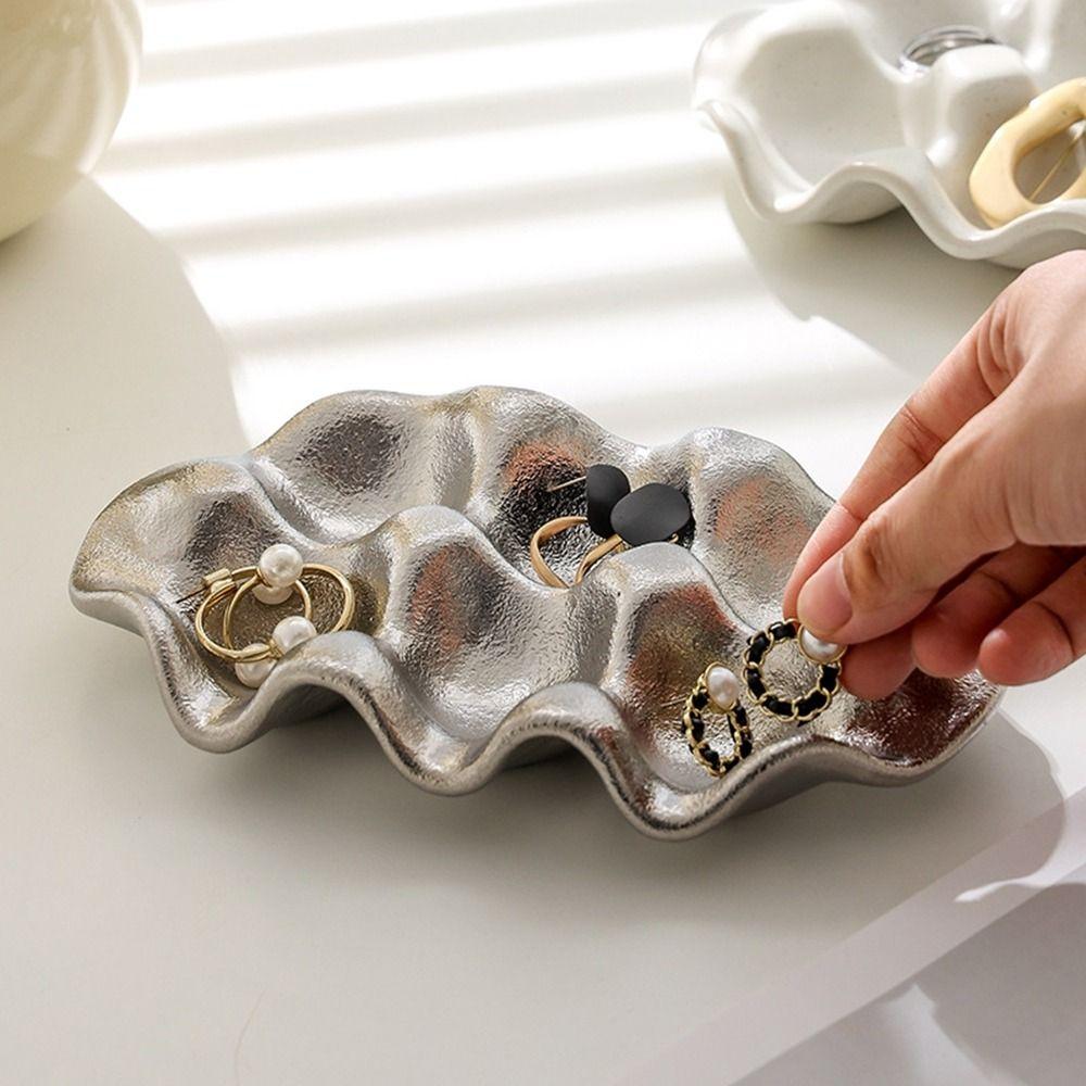 Ceramic 6 Grids Egg Tray Nordic Style Jewelry Display Storage Plate Egg Storage Rack  Necklace