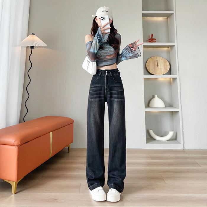 Straight Jeans for Women In Autumn Loose Narrow Version Wide-leg Jeans for Women In Autumn and Winter Wide-leg Trousers for Women In Autumn and Winter