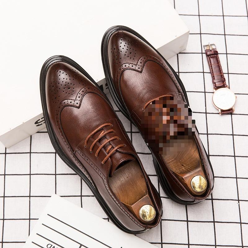 Brock Leather Shoes Casual Trend Size Wedding Business Dress Men's Big Shoes British Youth Suit Shoes Men