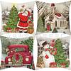 New Model Snowman Print Linen Super Soft Christmas Theme Sofa Pillow Cover Cushion Cover