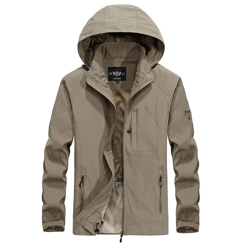 

Мужская тонкая армейская куртка Hardshell Outdoor с капюшоном для альпинизма, ветровка, мужское пальто M хаки