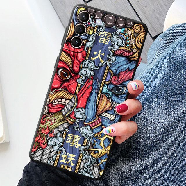 Case For Samsung Galaxy S20 S22 S21 FE S10 S23 Plus S24 Note 20 Ultra 10 Black Soft Phone Shell Great Ramen Wave Japan S24Ultra