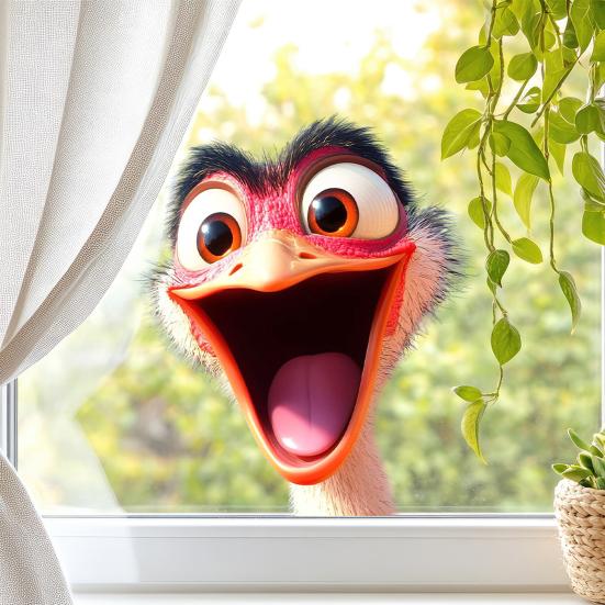 Peeping Alpaca Window Cling Removable Rooster Ostrich Dog Static Glass Sticker Waterproof PVC Animal Window Decoration Decal
