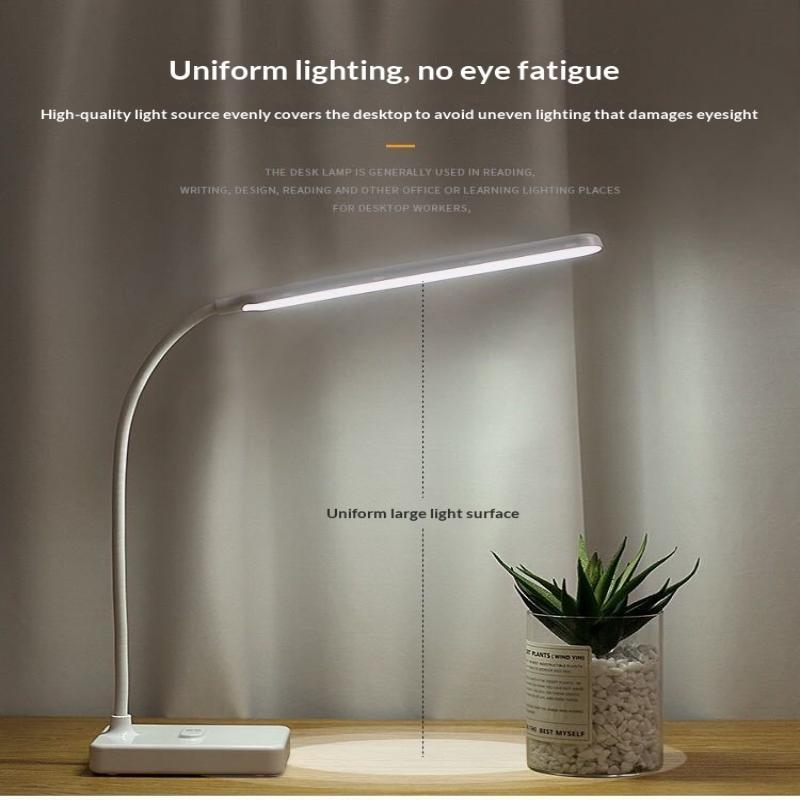 Rechargeable Led Eye Care Desk Lamp With 3 Color Modes Dimmable Phone Stand For Home Office Reading Working