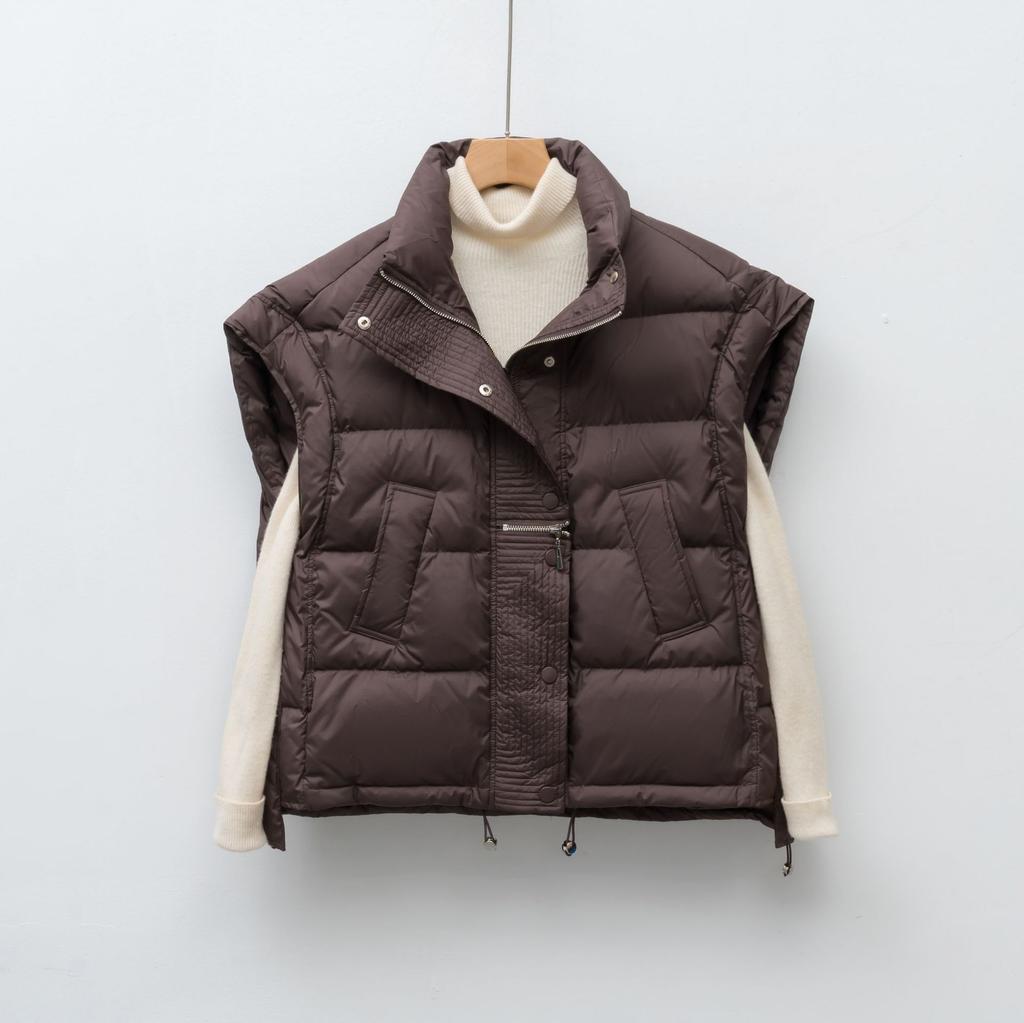 Stand Up Collar Down Vest Down Vest Sleeveless Down Jacket Women's Thick Warm Versatile Jacket Trend
