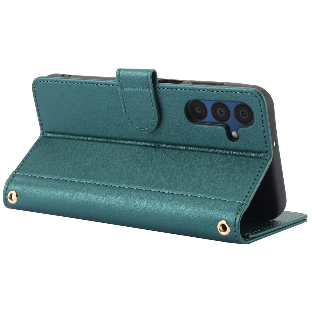 SY-003 For Samsung Galaxy A16 5G/A16 4G Case PU Leather Stand View Phone Wallet Cover with Hand Strap