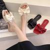 2025 Spring/Summer Women's Square Toe Open Toe Bowknot Slides