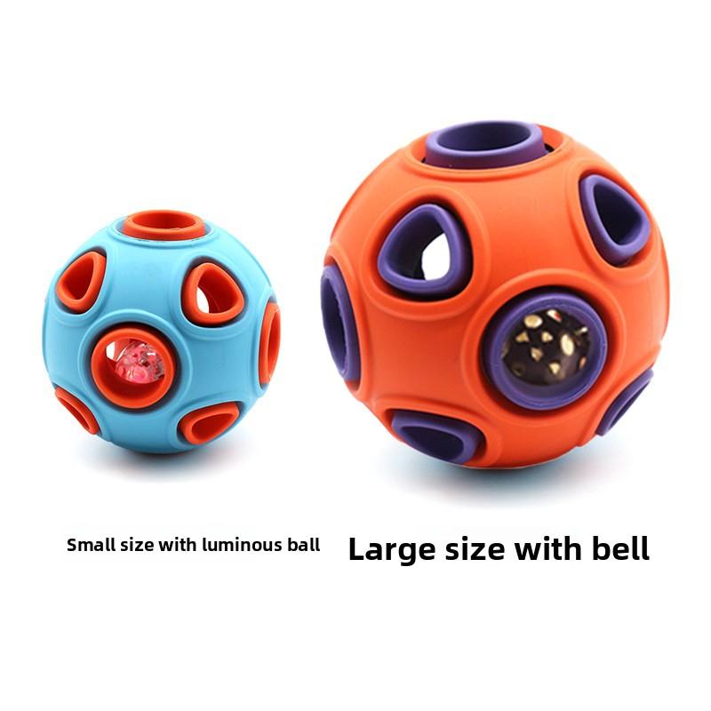 Sound-emitting and Light-emitting Double-layer Dog Toy Ball, Natural Rubber Self-cleaning Teeth Grinding and Leaky Pet Toy Ball