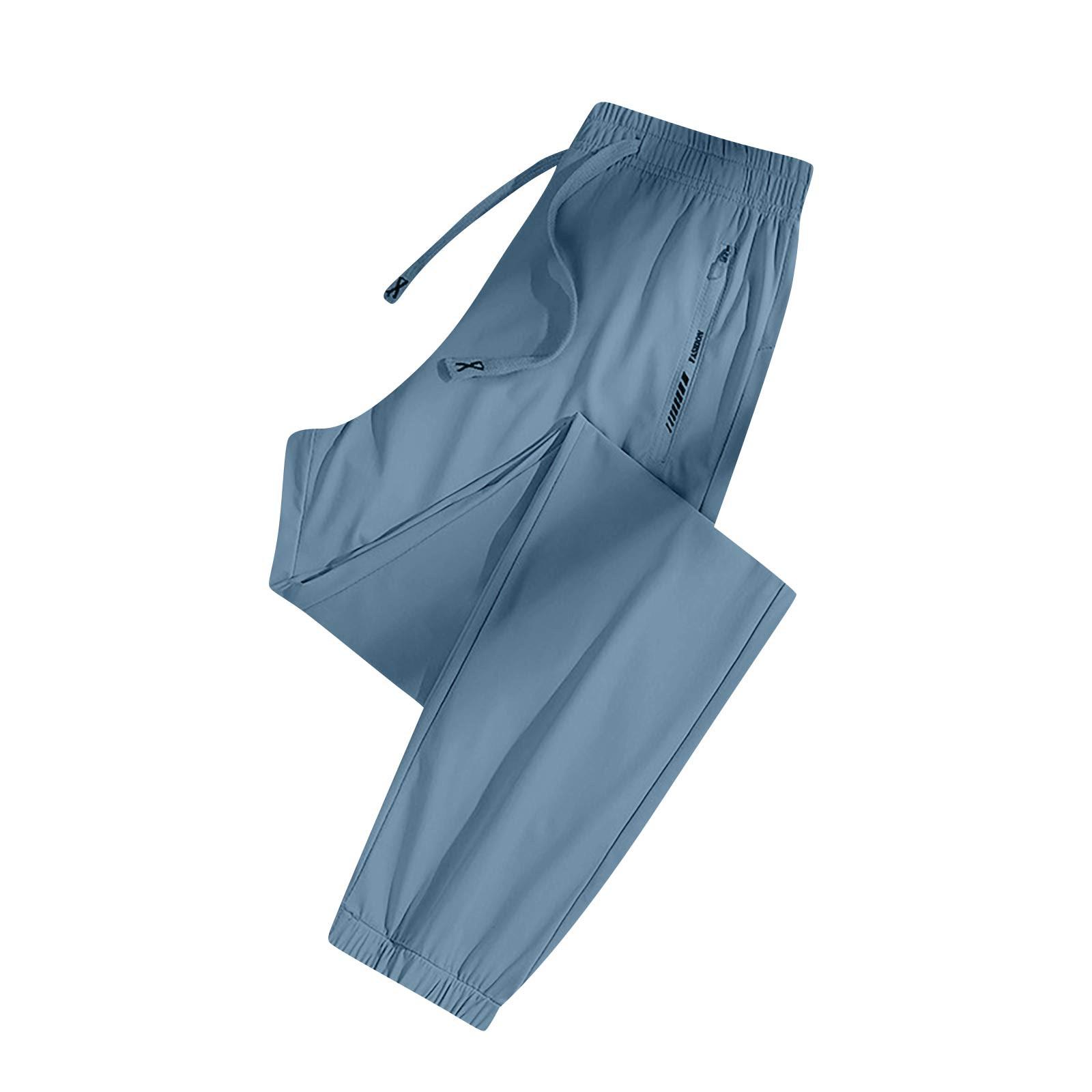 

Женские повседневные однотонные прямые повседневные брюки с эластичной резинкой на талии и карманами M синий