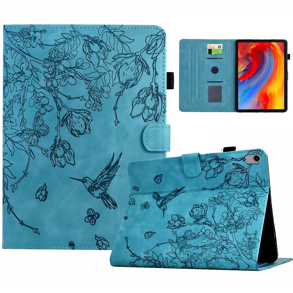Für iPad (2025)/10.9 (2022) Hülle Blume Vogel Aufgedruckter Kartenhalter Leder Tablet-Hülle