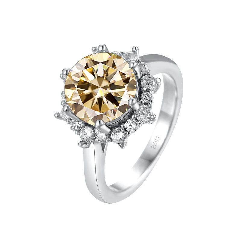 Bague Ringen Luxury 3.5 Carat Moissanite Diamond Jewelry S925 Sterling Silver Wedding Ring For Women Flower Shaped Design Size5-9