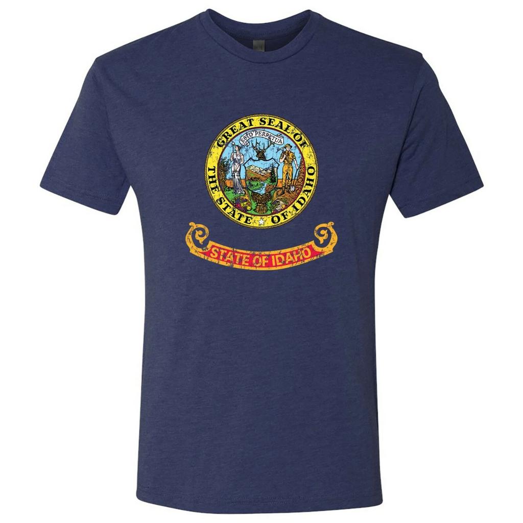 Idaho Flag State Pride Triblend Mens T-Shirt - Vintage Navy