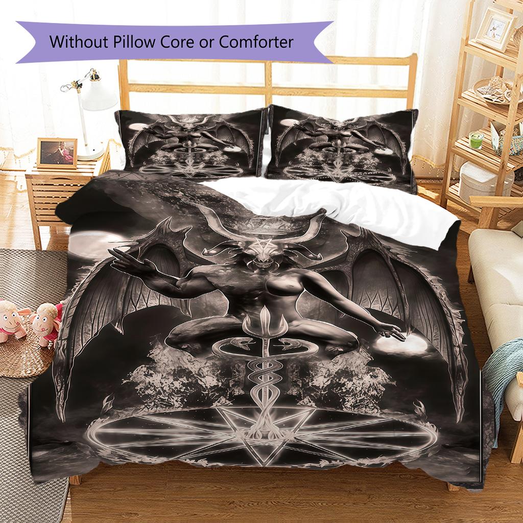 Satan Symbol Pattern Bedding,Quilt Set Quilt Cover Pillowcase Home Birthday Gift (1 * duvet cover + 2 * pillowcase, without core)