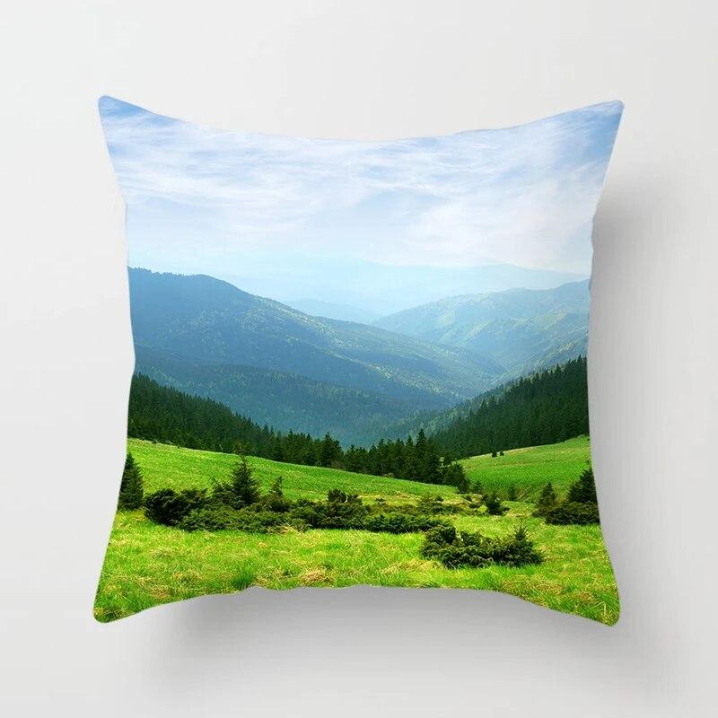 Mountains River Natural Scenery Pillow Cover Sofa Decoration Car Office Seat Cushion  Room   Home