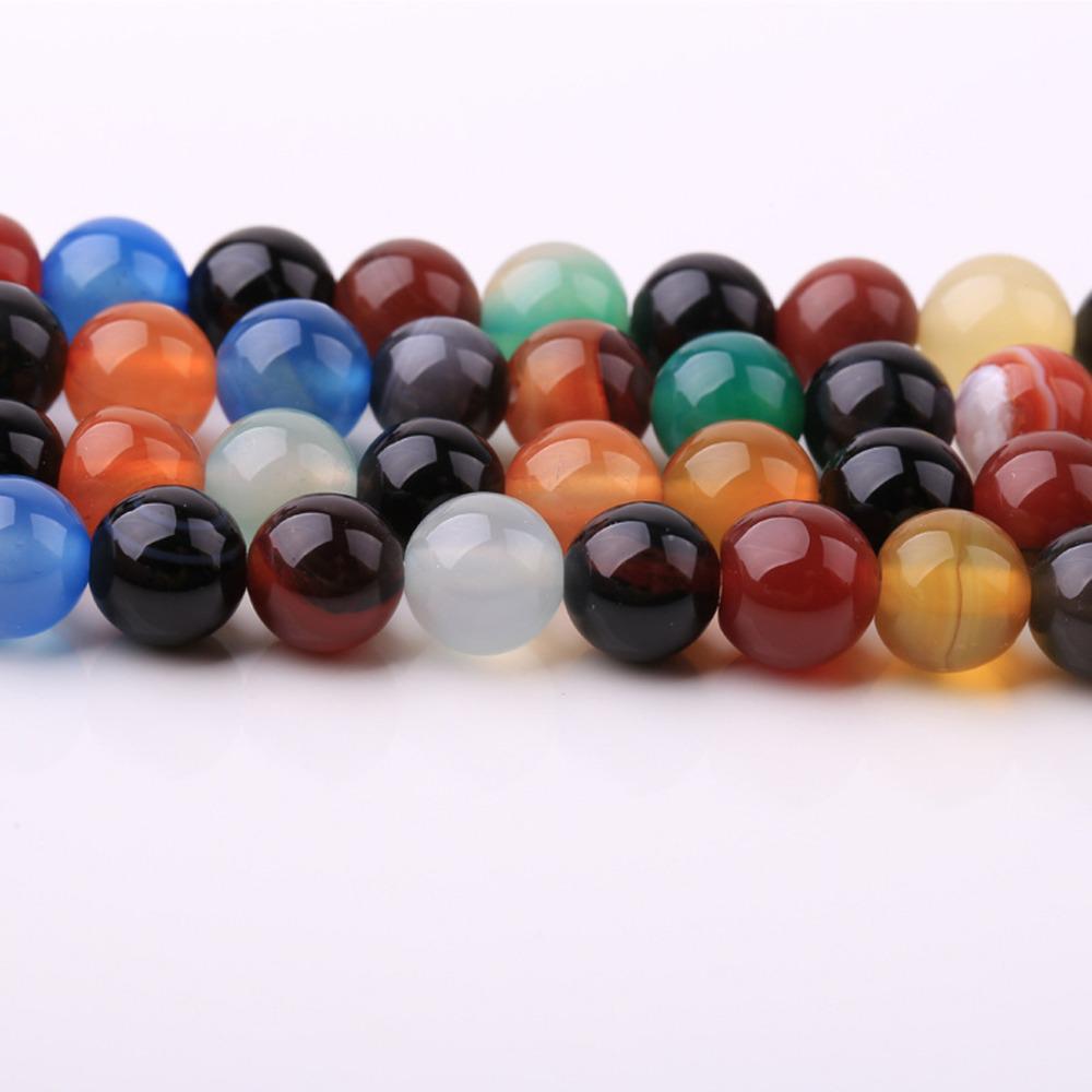 

Round 4-12mm Pendant Jewelry Making DIY for Colorful Spacer Loose Beads Necklace Bracelet Natural Agate Stone