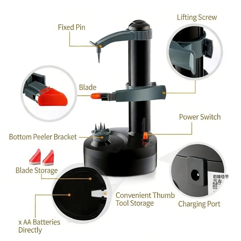 Electric Peeler Automatic Potato Peeling Machine with Blade For Fruit Vegetables Quick Peeling Easy Storage Kitchen Tool
