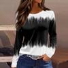 Women's 3D petal falling print fashionable long sleeved shirt
