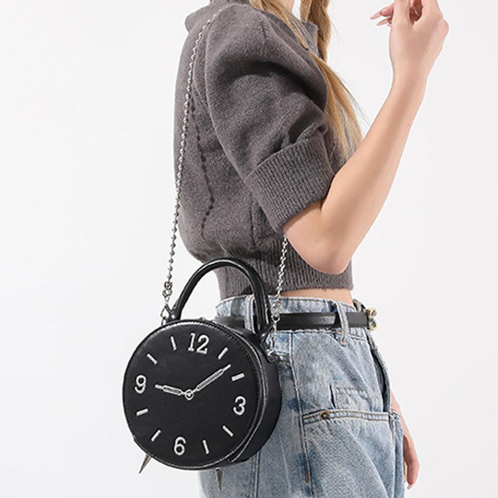 Schultertasche für Damen PU-Leder Wasserdicht Moderne Uhr Handtasche Kleine Handy-Geldbörse mit 2-Wege-Riemen für den täglichen Gebrauch
