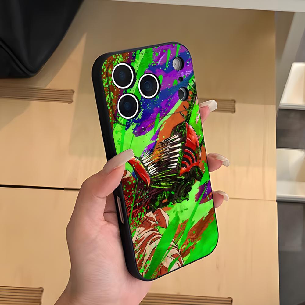 Anime C-Chainsaw Man Phone Case For IPhone 17 Air 16 E Pro Max 15 14 13 Mini 12 Pro 11 Max Plus Black Soft Shell