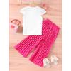 2-7Y Girls Summer New Cartoon Personality Avatar Short Sleeve + Wide Leg Trousers Casual Two-piece Set