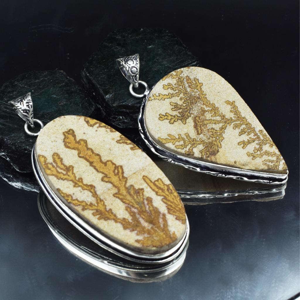 Oval-Pear Cut Psilomelane 198 Ct Pendant Healing Stone 925 Silver Gemstone AR-1705-S