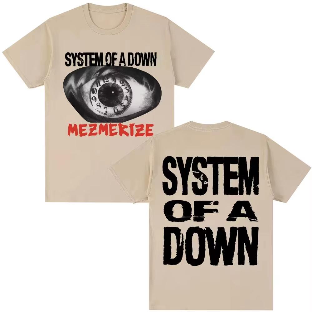 System of A Down Mezmerize Album T-shirt, Unisex Hip-Hop Gothic Retro Loose Cotton Casual T-Shirt