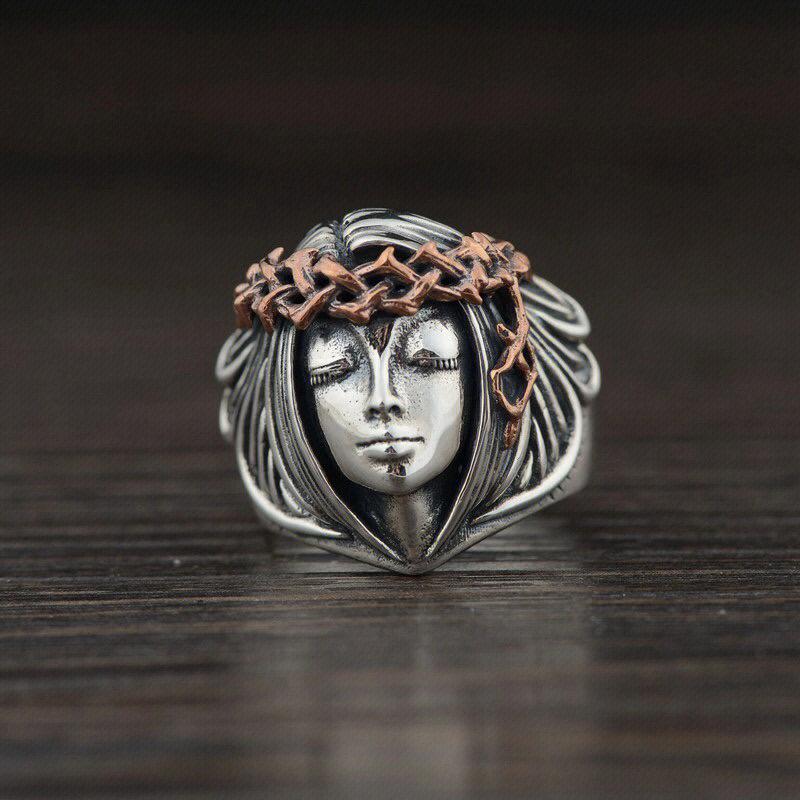 

ZY Greek Goddess Ring Tyche Face God of Chance Fortune Luck Silver 925 Vintage Rings Roman Mythology Fortuna Jewelry resizable срібний