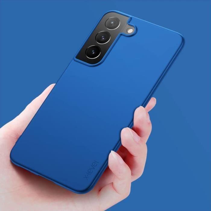 Coque pour Samsung Galaxy A14 4G/5G avec 2 Verres Trempés Anti-rayures Silicone Bleu