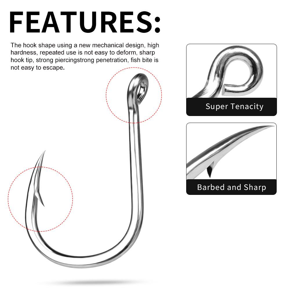 High Carbon Steel Sea Fishing Iron Plate Single Hook with Barbed Wire Boat Fishing Large Object Pipe with Hook with Hole and Loop Lure Fish Hook
