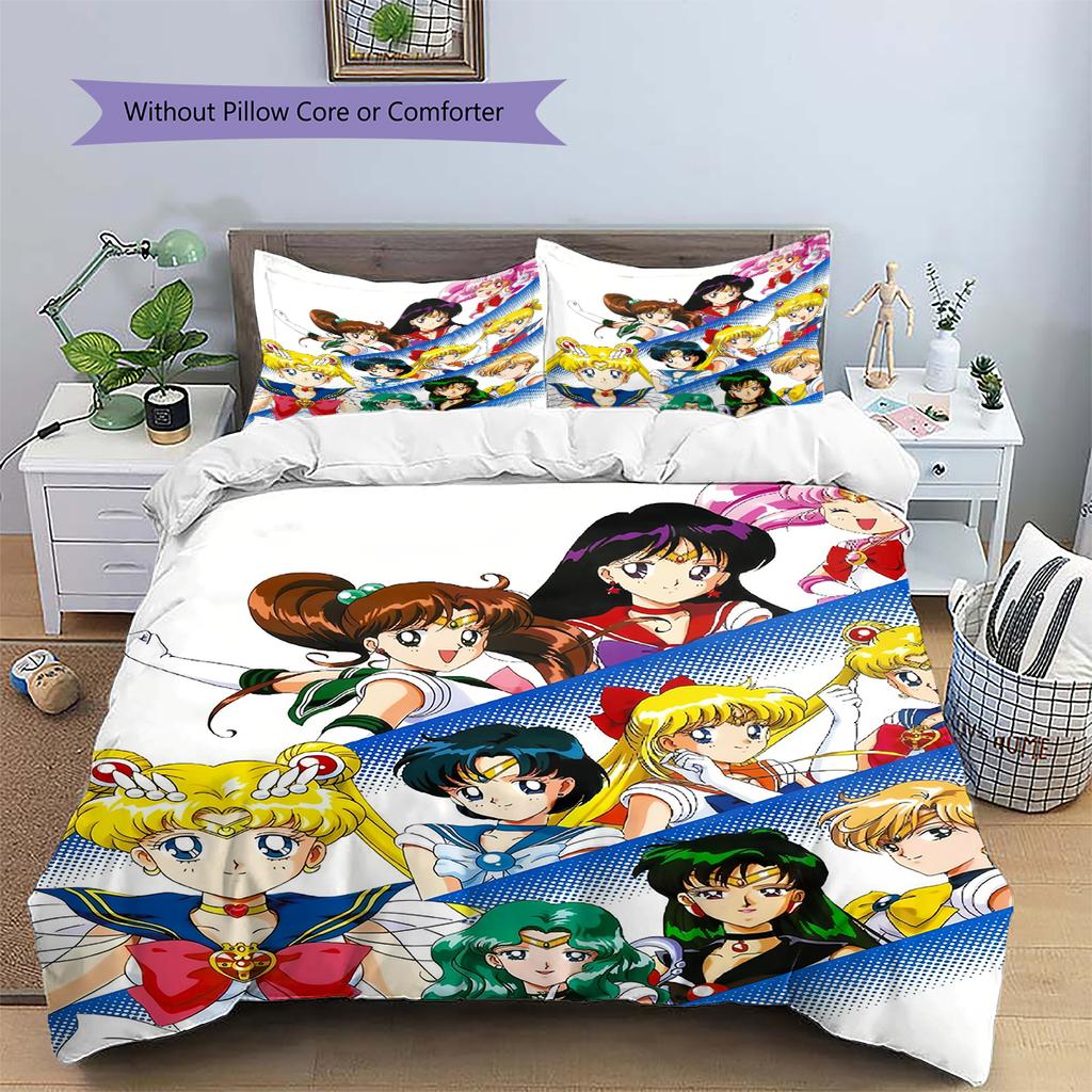 Sailor Moon Pink Dreamy Duvet Cover & Pillowcases, Sailor Moon Fan Bedroom Bedding, Perfect Gift.chl