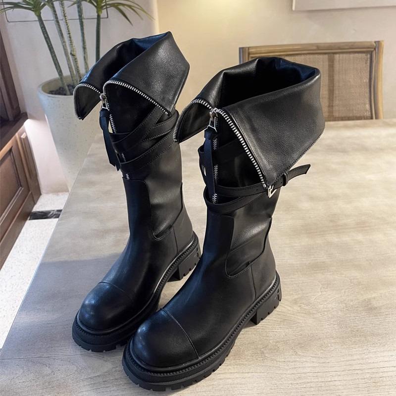 New Over-the-knee Boots, Women's Shoes, Belt Buckle Thick-soled Boots, High-top Fashion Boots