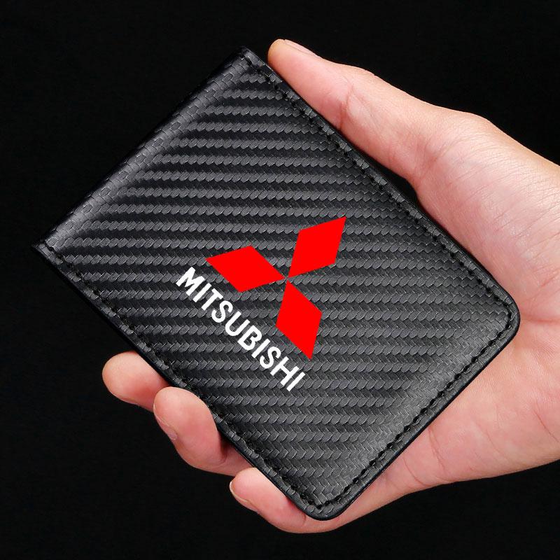 Car Driver License Holder Card Bag Folder Wallet for Mitsubishi Pajero Sport Eclipse Cross L200 Colt Delica Ralliart Triton Car