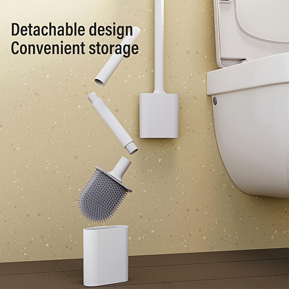 1 Pack Silicone Flexible Toilet Brush Flexible Silicone Toilet Brush Set, Wall Mounted Bathroom Cleaning System with Plastic Holder