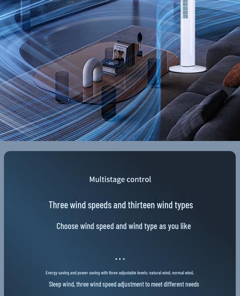 Silent Leafless Tower Fan: Vertical Electric Fan for Home, Dorm, or Desk Use