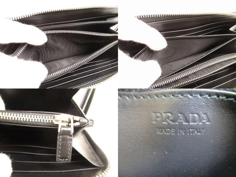 Authentic PRADA Black Calf Leather Round Zip Long Wallet #9939  Refurbished