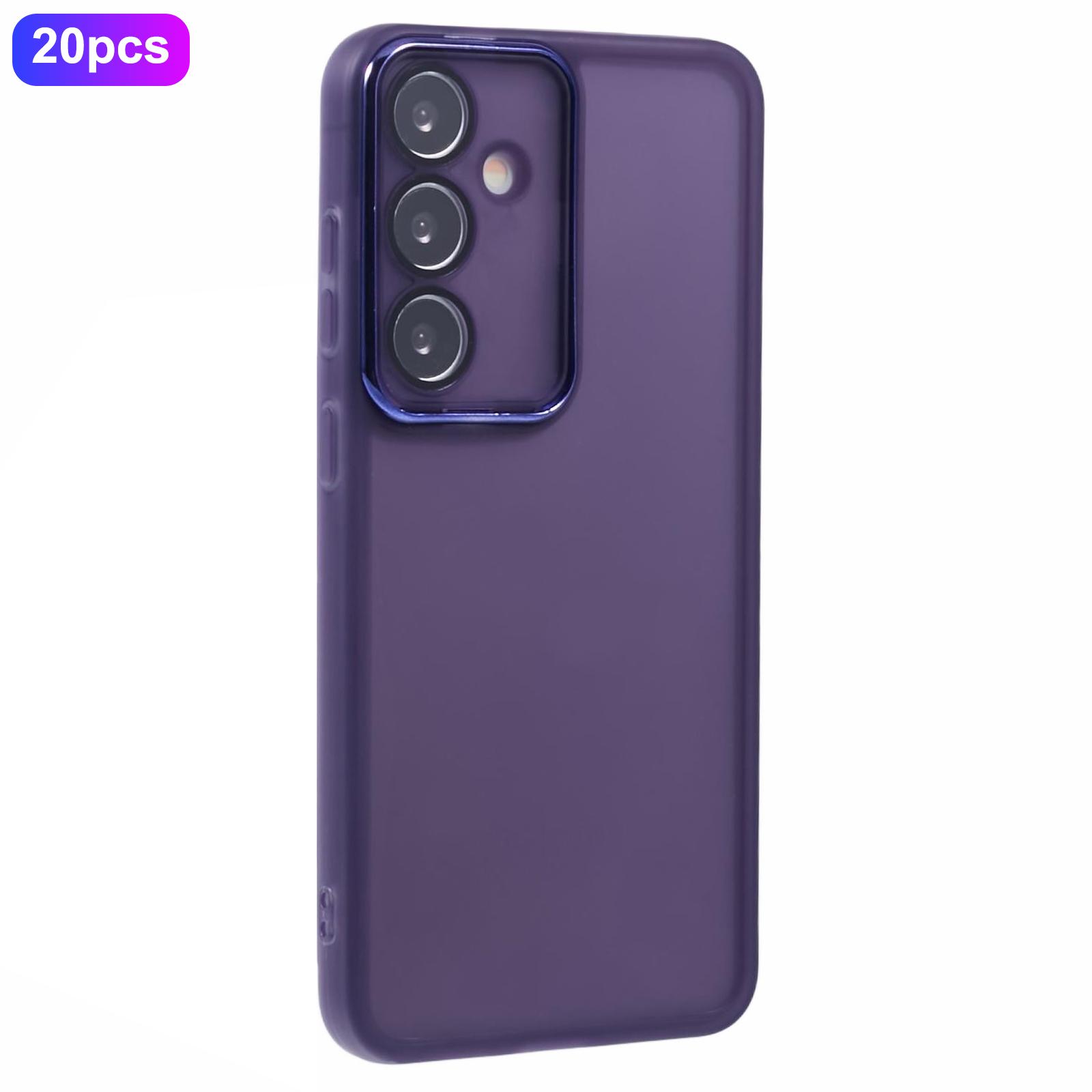 

Bulk Purchasing 20Pcs For Samsung Galaxy S23 FE Case Electroplated Camera Frame TPU Phone Cover Precise Cutouts Transparent Purple