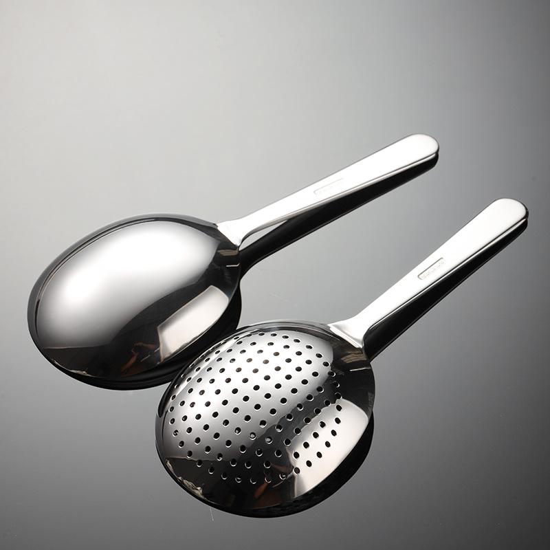 304 Stainless Steel Short Handle Bean Flower Spoon Heavy Oval Spoon Type Housewarming Kitchen Rice Spoon Colander Common Spoon