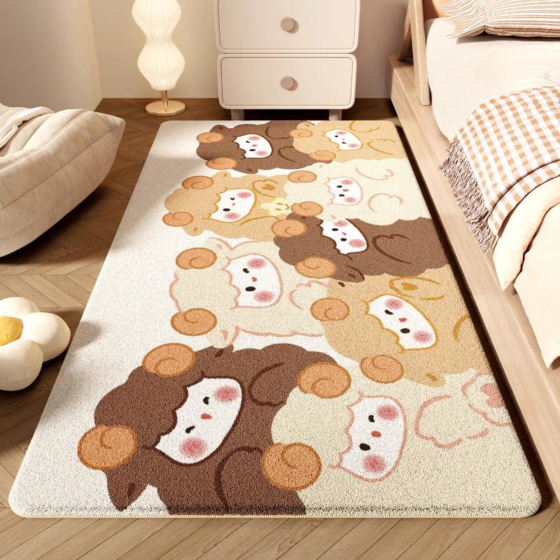 Cartoon-Stil Teppiche für Schlafzimmer Zuhause Flauschig Weicher Teppich Waschbar Wohnzimmer Dekoration Niedlicher Teppich Verdickt Plüsch Nachttisch Bodenmatte