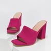 Summer Peep Square Toe Stretch Fabric Slippers Women Fashion Wedding Party Sandals Mule Slides Shoes