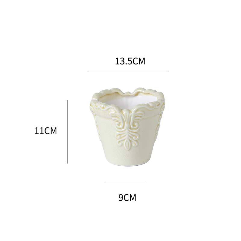 Yaratıcı Seramik Çiçek Saksıları Çiçek Vazosu Kabartma Desenli Çiçek Aranjmanı Aksesuarları Sukulent Bitki Ev Dekorasyonu