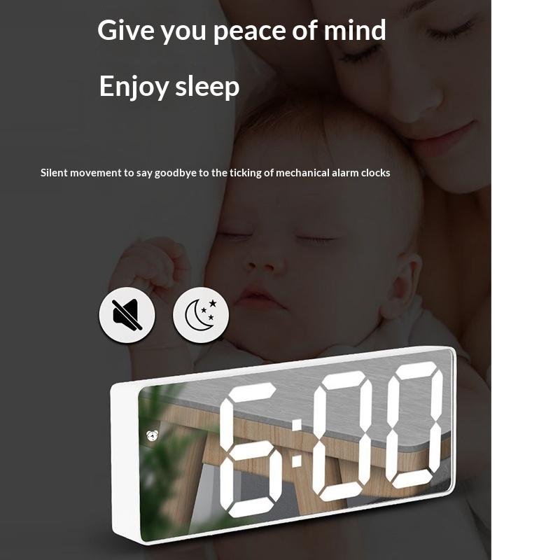 Led Mini Mirror Alarm Clock Electronic Digital Alarm Clock Digital Table Clock Room Desk Decorating Smart Small Tools Home