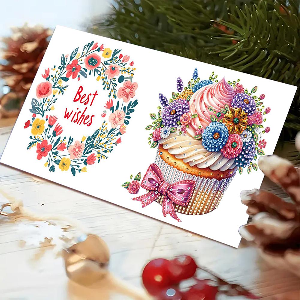 6pcs Diamond Painting Gift Card DIY 5D Rhinestone Arts Greetings Birthday Card Handmade 5D Rhinestone Embroidery Arts Cards Kits