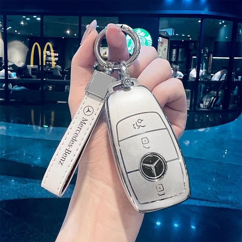Car Key Case Cover for Mercedes Benz 2022 C S Class W206 W223 S350 C260 C300 S400 S450 S500 TPU Shell Fob Holder Protector Vv1