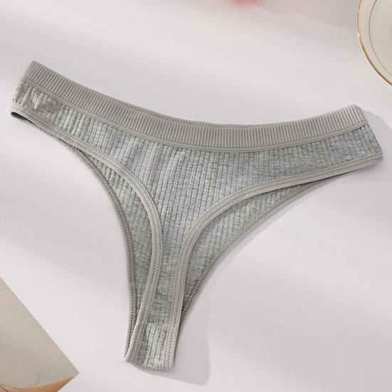 Dámské bavlněné tanga Měkké Nízký pas Sexy T-zadní strana Dámské kalhotky Žebrované Neviditelné Prodyšné Pružné spodní prádlo