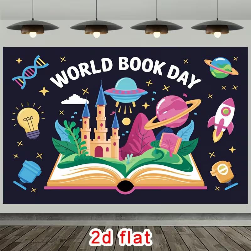 

2D Раскрытая Книга Фэнтези Фон Мировой День Книги Фон для Класса 47.2x31.5inch/120*80cm