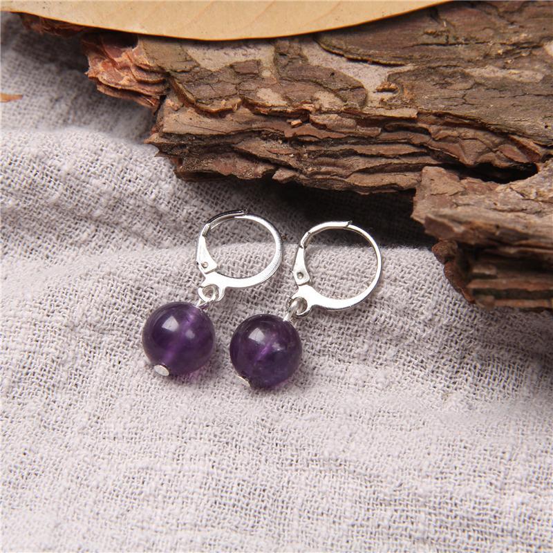 Handgemachte rote und grüne Achat-Steinperlen-Ohrringe für Damen, natürlicher Lapislazuli und Amethyst-Steinperlen, Charm-Ohrringe, Schmuck