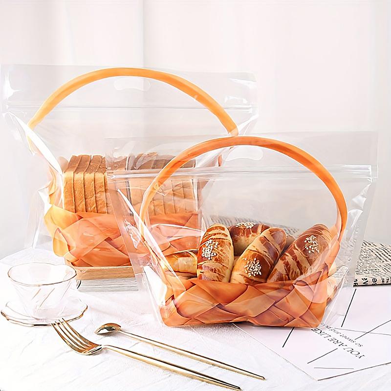 10 Stück Transparente Ziplock-Beutel Groß Transparent Toastbeutel Brothalter Tragbar Selbstklebend Gebäck Lebensmittelverpackung Bäckerei Geschenk