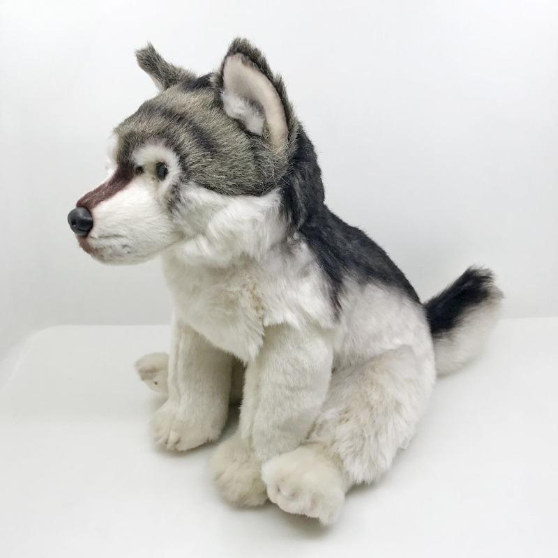 38cm Simulation Wolf Dog Plush Toy Realistic Animal Plush Pet Soft Pillow Home Decoration Series Children's Toy Birthday Gift